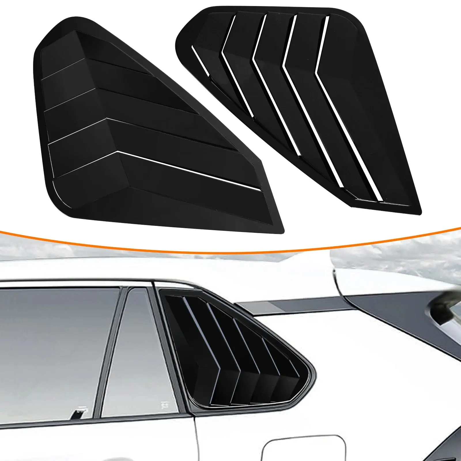 For 2019-2025 Toyota RAV4 Gloss Black Rear Window Louver Self Adhesive Windshield Sun Visor Shade Cover Rear Quarter Glass Window Scoop Louvers Shutter Covers Exterior Decor