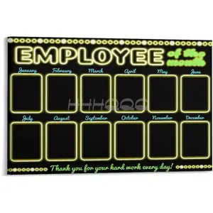 Stars Employee of The Month Photo Display Poster (13) Canvas for Living Room Bedroom Decor 18x12inch(45x30cm) Frame-style