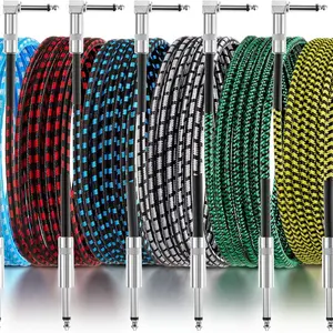 6 Pack 10ft Multicolored Guitar Cables, Durable Instrument Cords for Guitar, Bass, Keyboard – Quality Copper & PE Material, Flexible Design for Easy Performance Setup
