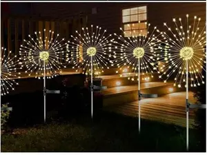 Solar Firework Lights, Outdoor Waterproof Solar Garden Lights with 8 Lighting Modes, Auto On/Off Solar Powered Decorative Lights for Yard Patio Pathway Christmas Party Decor