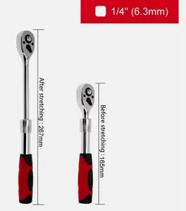 1PC 1/4" DR Drive Telescopic Extendable Long Handle Ratchet Socket Wrench 6-8" DR Drive Telescopic Extendable Ratchet Socket Wrench Tool 72T