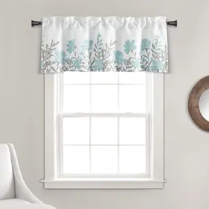 Lush Decor Aprile Valance Floral Printed Home Decoration Curtain Single 52"W x 18"L with 3" Rod Pocket for Kitchen & Living Room