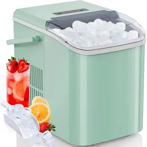 Portable Ice Maker Machine for Kitchen Counter Use with Removable Basket and Ice Scoop