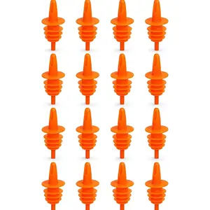 Bottle Pour Spouts 12 Pack - Free Flow , Olive Oil, Coffee Syrup & Shaved Ice Bottle Pour Spouts - Leak Resistant Plastic Speed Pourers (12,Red)