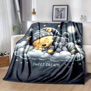 Bear Theme Blanket - Soft, Light, Warm, Suitable For Sofa, Bed, Outdoor - Perfect Birthday Gift