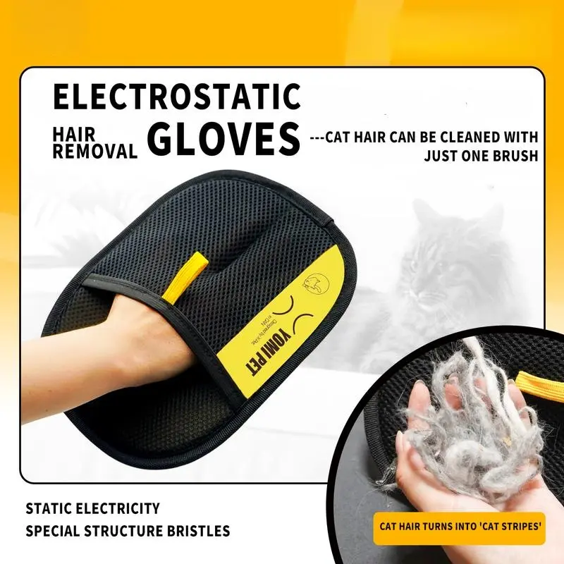 PET Pet Hair Remover Glove for Cats & Dogs, Reusable Electrostatic Lint Remover Mitt for Furniture, Couch, Carpet & Clothes