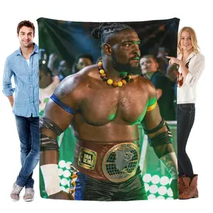WWE Oba Femi Throw Blanket | Rising Star Flannel Blanket for Wrestling Fans, Soft Plush Bed Couch Blanket, Gift for Men Him