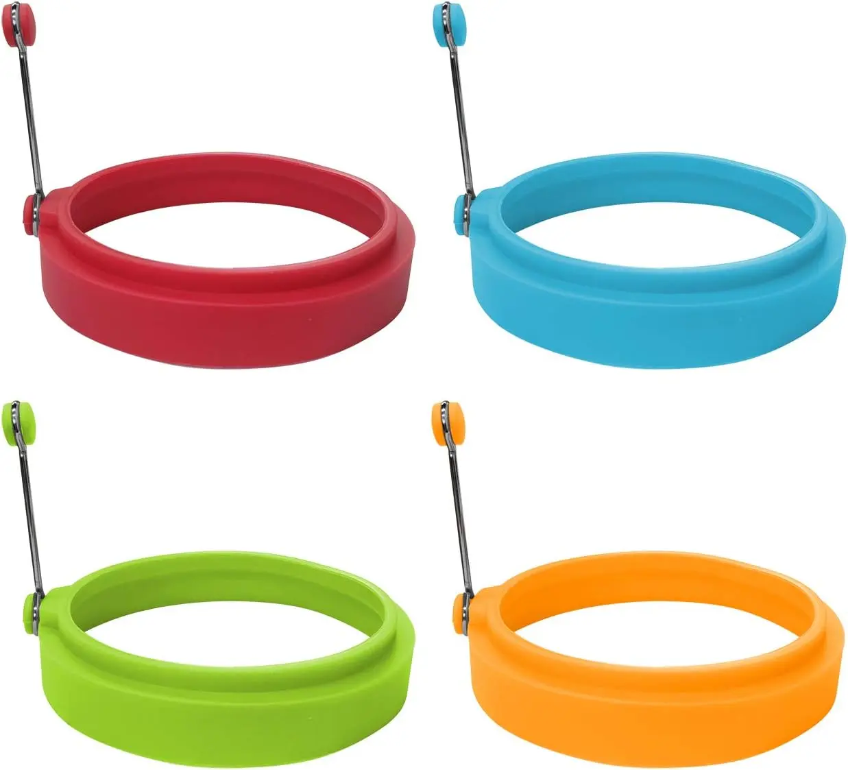 Food Grade Silicone Egg Rings, Multicolor, Egg Ring Molds for Cooking, Fried Egg Rings(4 Pack, 4 Inches)