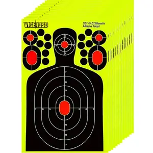VIGEROSO 20/30pcs Large-Scale Human Silhouette Targets - High-Visibility Reactive Splatter Glow Florescent Paper Design for Accurate Range Training and Shooting Accessories - Universal Fit for All Users