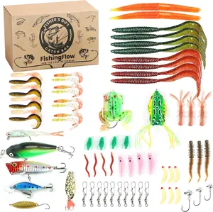 71 Pcs Fishing Lures Kit with Crankbaits for Bass & Salmon in Freshwater & Saltwater Lifelike Design Diverse Lure Types Portable Tackle Box for Dad Men
