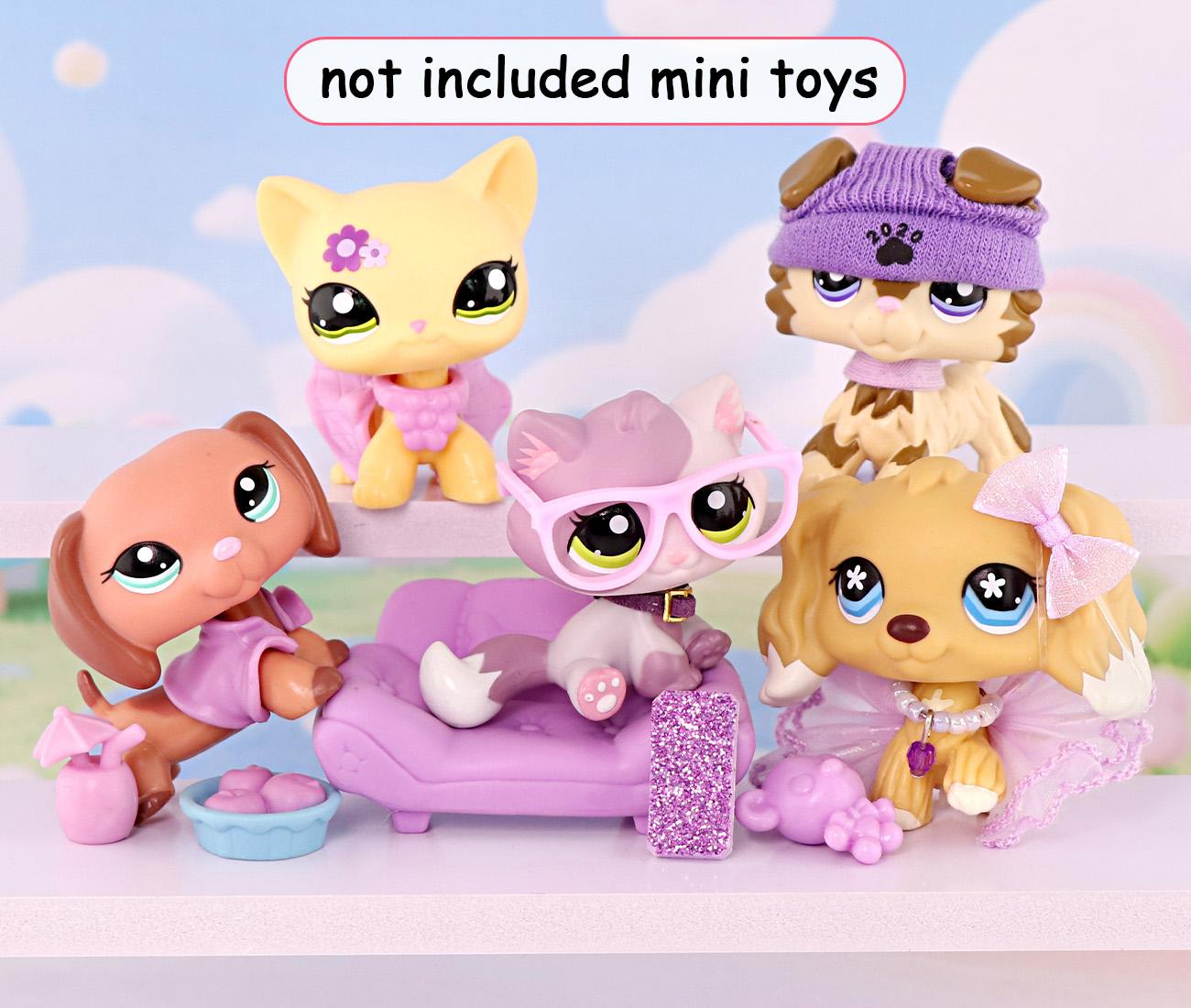 Cute Accessories Hat Scarf Bow Skirt Glassess Collars Food for Mini Pet Shop Cats Dogs Toy Figures