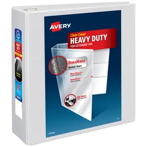 Avery Heavy-Duty View 3 Ring Binder, 4 Inch One Touch EZD Rings, 780-Sheet Capacity, 4.5 Inch Wide Spine, Customizable Clear Cover and Spine, 1 White Binder (79104)