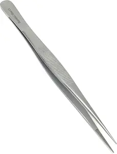 Stainless Steel High Precision Forceps with Fine Strong Straight Serrated Point to use Engineer Labware for Scientific Use " (.cm), ( Inch)