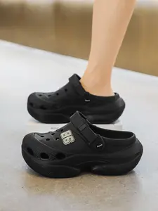 1 Pair of Men's Street Style Clog Sandals: EVA Material, Breathable Hollow Design, Anti-Slip Wear-Resistant, 2-Way Wear, Summer Outdoor Slippers