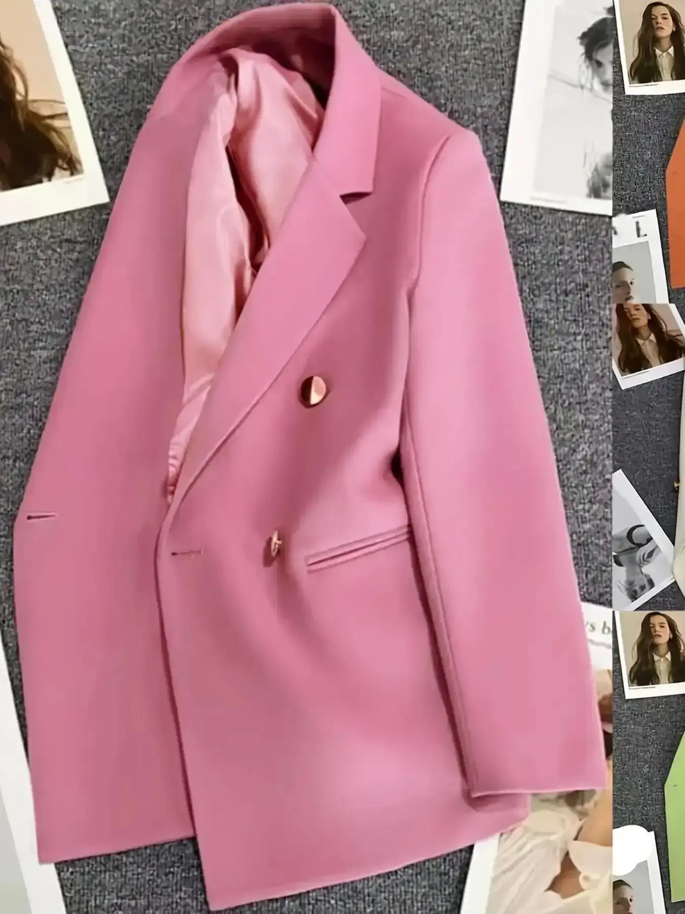 Fashion Elegant Women's Solid Color Lapel Blazer Jacket Stylish Pure Suit Outerwear Office and Casual Wear seasonal staple everyday jacket all season outerwear essential cozy layer weather ready tropical look