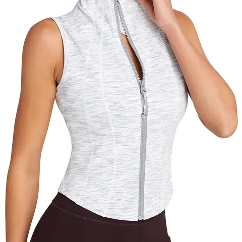 QUEENIEKE Women's Zip Up  Sleeveless Athletic Yoga Slim Fit BBL Workout Jacket Tank Tops Outerwear Sports Activewear