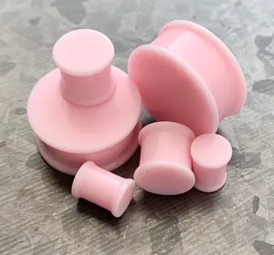 PAIR of Stunning Baby Pink Solid Silicone Double Flare Plugs - Gauges 2g (6mm) up to 51mm