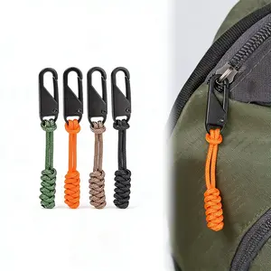 6Pcs Heavy Duty Braided Zipper Pulls Replacement, Metal Slider Zipper Tags for Backpack Jacket Bag Luggage, Outdoor Camping Hiking Zipper Fixer