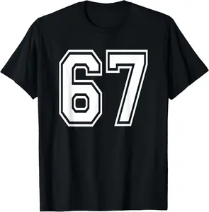 [100% Cotton] Number 67 Numbered Uniform Sports Jersey Team 67th Birthday T-Shirt