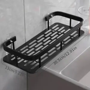 Wall-Mounted Bathroom Storage Rack, No Drilling Required, Vanity Shelf for Bathroom, Space-Saving Organizer for Toilet Area