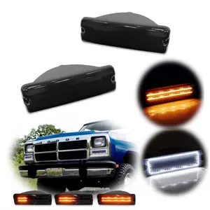 2pcs Smoked Switchback LED DRL Turn Signal lamps Lights For 1991 1992 1993 Dodge D150 D250 W150 W250,Replace OEM 55026085, 55026084