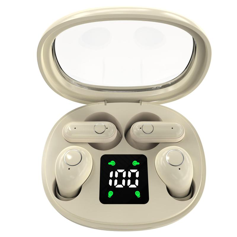 Wireless Bluetooth Headphones Tiny Size Invisible Earbuds Waterproof Headsets With Mic Sleep and Sports Earphones Set 2 Pairs Mini Short Handle Design for Work Sport Sleeping comfortable