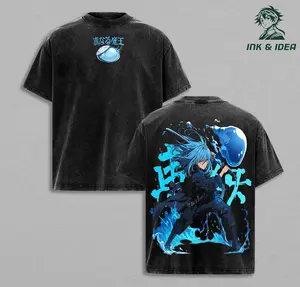 Rimuru Tempest Vintage Washed T-Shirt, That Time I Got Reincarnated as a Slime Anime Oversized Hip Hop Streetwear Tee, Heavy Cotton Graphic Shirt, Retro Manga Unisex Top Gift
