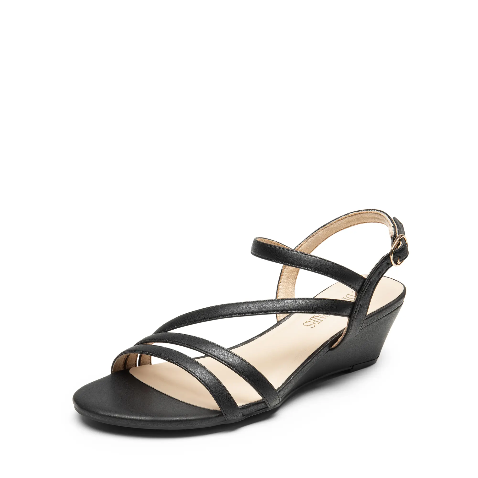 DREAM PAIRS Women's Soft Casual Open-Toe Strappy Wrapped Wedge Heels Sandals - Vegan Leather Insole, Memory Foam, Thick Sole, Comfortable Platform Strap Footwear for Walking, Platform Strap Sandals