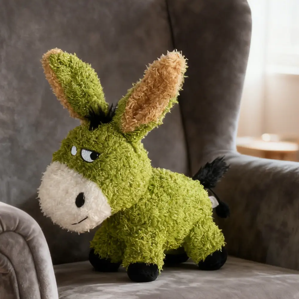 Dog Squeaky Donkey Cartoon Plush Toy - Double-Layer Tear-Resistant Fabric, Chewproof, Cute Animal Aesthetic, Boredom Relief Companion for Small to Medium Dogs