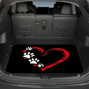 Car Trunk Mat - Love Paw Print, Vehicle Carpet, Car Interior Mat Suitable for Cars, SUVs, Outdoor Travel, Christmas Gift, Vehicle Protection, Durable Material, Highquality Fabric, Car Accessories