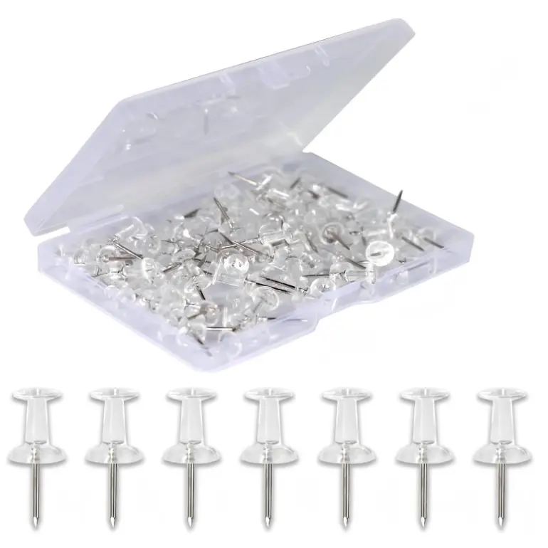 120-Pack Push Pins for Bulletin Board, Thumb Tacks with Clear Plastic Tip and Steel Tip, Portable and Durable Wall Tacks Suitable for Cork Board, Office and Daily Life