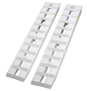 Garvee Heavy Duty Aluminum Loading Ramps with 6000Lbs Capacity, Non-Slip Rungs, Top Hook & Adjustable Safety Features, Universal Trailer Ramps for Trucks, Tractors, ATV/UTV, Motorcycles - 2 Pieces