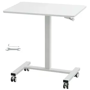 Portable Rolling Laptop Table - Gas-Spring Height Adjustable Sit-Stand Desk with 360° Wheels for Flexible Home Office Solutions