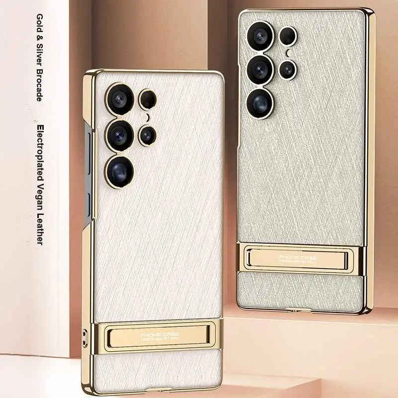 For Samsung S25 Ultra Triumph Stand Phone Case For S25 Ultra/For S24 Ultra Gold Silver Brocade Unisex Couples Anti-Drop HNK68PL