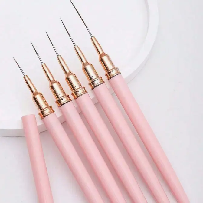 5pcs Nail Art Brush Set for Gel Polishing - Smooth Nail Supplies Equipment, Precision Detail/Line Brushes, Ergonomic Durable Plastic Handles, Microfiber Bristles for DIY Intricate Designs, Ideal for Beginners (1set Option Available)