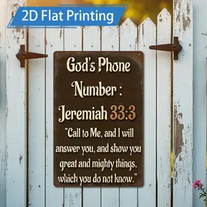 1pc 8x12inch Metal Sign Wall Art God's Phone Number Jeremiah 33:3 Bible Quote Sign for Home Garden Outdoor Decor Wall Art Aluminum Painting Ideal for Porch Outdoor Garden Decoration Bar Home Decor Gifts