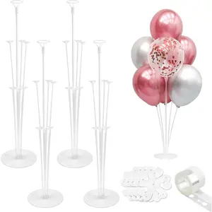 4 Sets Balloon Stand Kit 10 Pcs Balloon Arch Kit with Base Sticks Tape for Table Floor Party Baby Shower Wedding Birthday Table Centerpiece Decorations