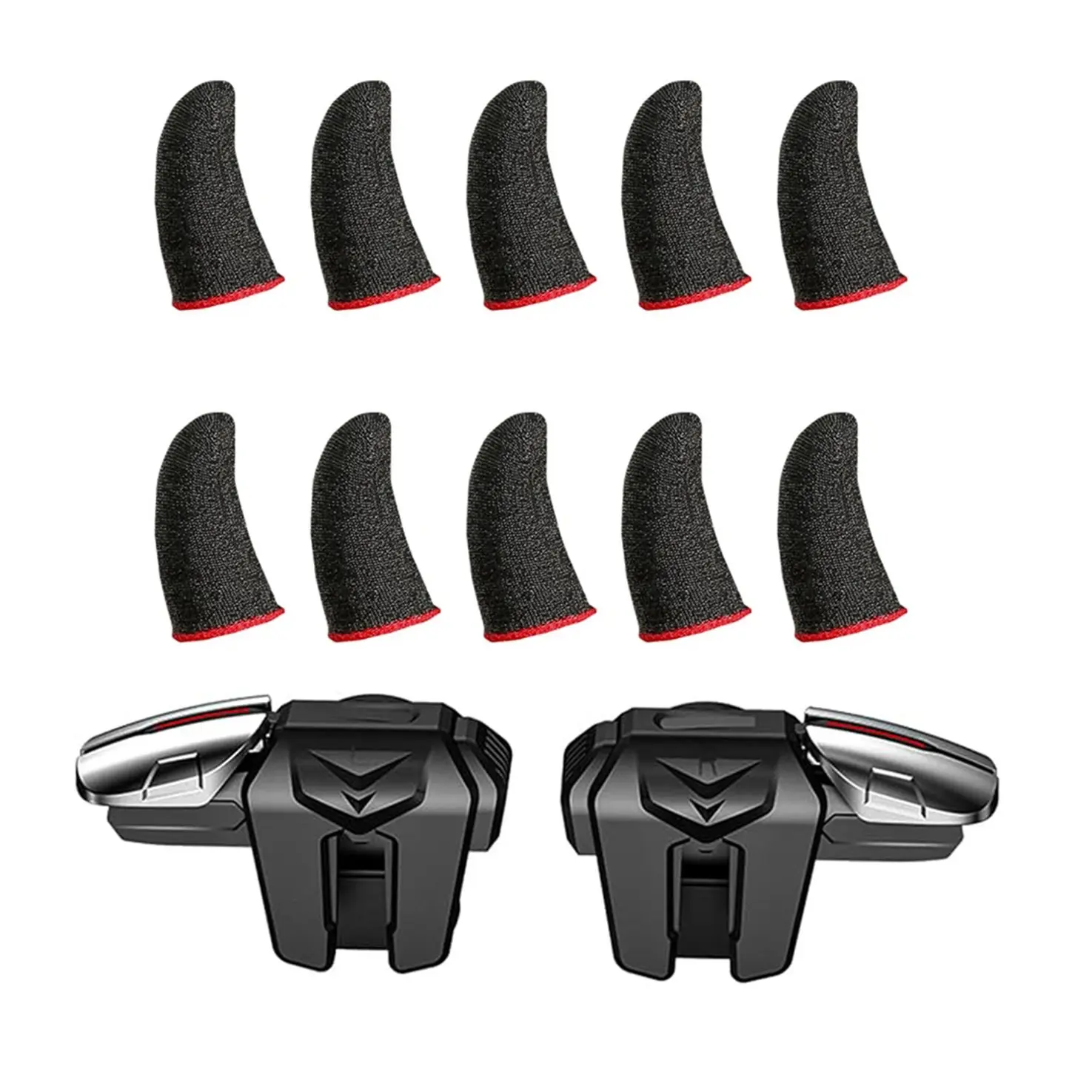 10 Piece Mobile Game Set, 4 Finger Trigger, Sweatproof Gloves, Silver Fiber, High Sensitivity, Touchscreen Controller for Pubg, Fortnite, Etc, Gaming Accessories, Game Supplies, Gaming Products