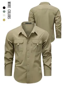 Lightweight Long Sleeve Shirt for All Seasons, Outdoor Multi-Pocket Tops for Fishing Hiking Cycling, Stretchy and Comfortable Fit
