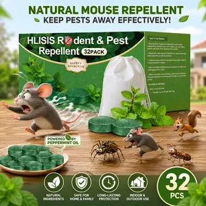 32PCS Mouse Rodent Repellent, Natural Mouse Repellent Peppermint Oil for Mice, Rats, Squirrels, Spiders and Pests, Keeps Pests Away Effectively from Garden & Home (Peppermint)