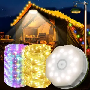 USB Rechargeable Camping String Lights, Waterproof Portable Outdoor Lights, 4 Dimming Modes, USB Charging, Fast Fold, Garden Camp Yard Tent, LED Outdoor Waterproof