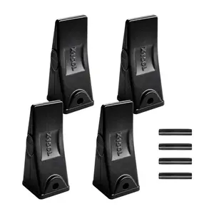 fathersdaygift VEVOR Excavator Bucket Teeth with Pins, 4 Pack X156L Bucket Tooth Set for Smooth Efficient Excavation, Heavy Duty 5.3 in Long Digging Buckets Teeth Replacement for Skid Steer Mini Excavator