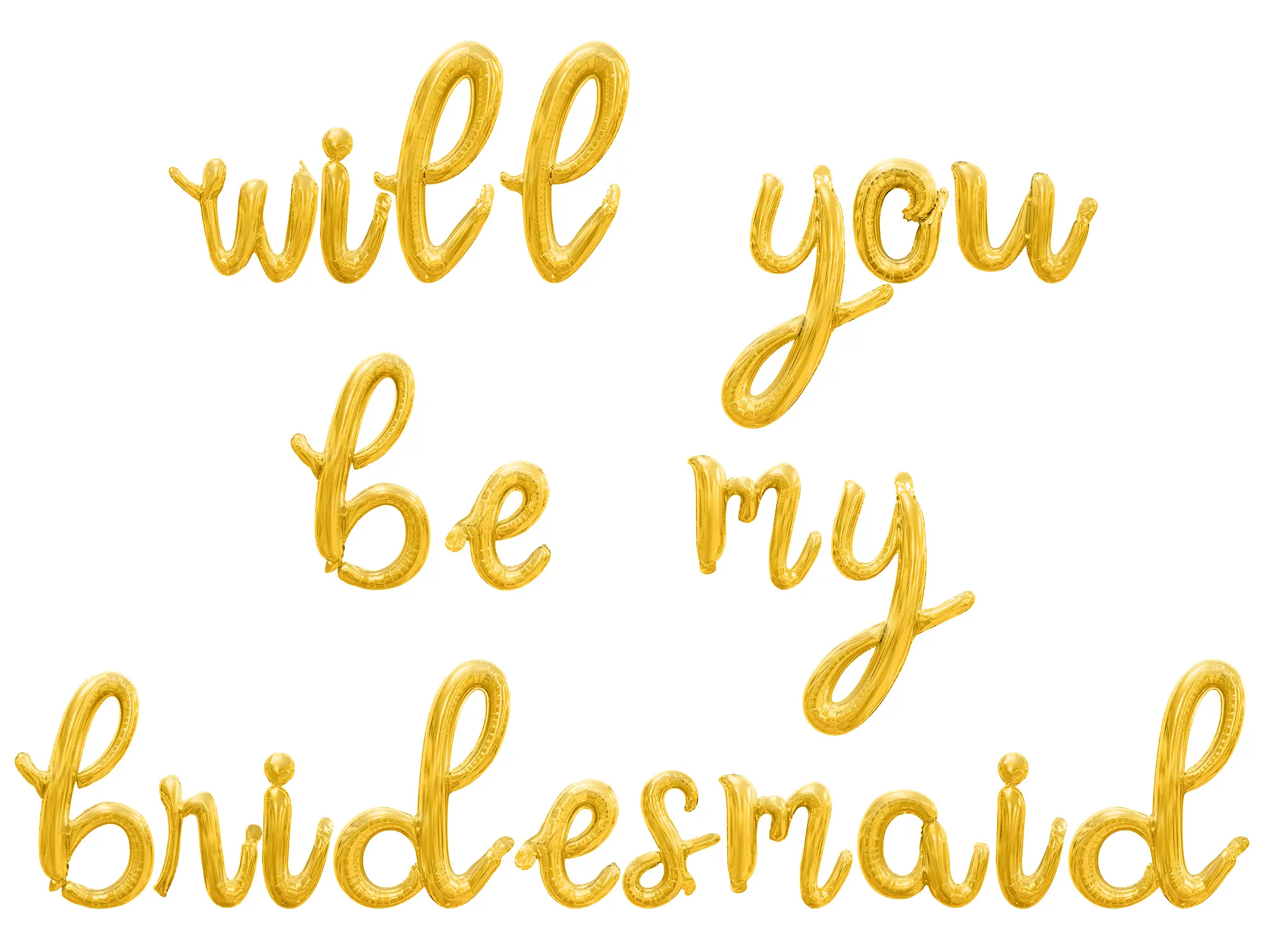 Cursive Script Letter Balloons - WILL YOU BE MY BRIDESMAID 16" Inch Alphabet Letters Foil Mylar Balloon Wedding Day Party Banner