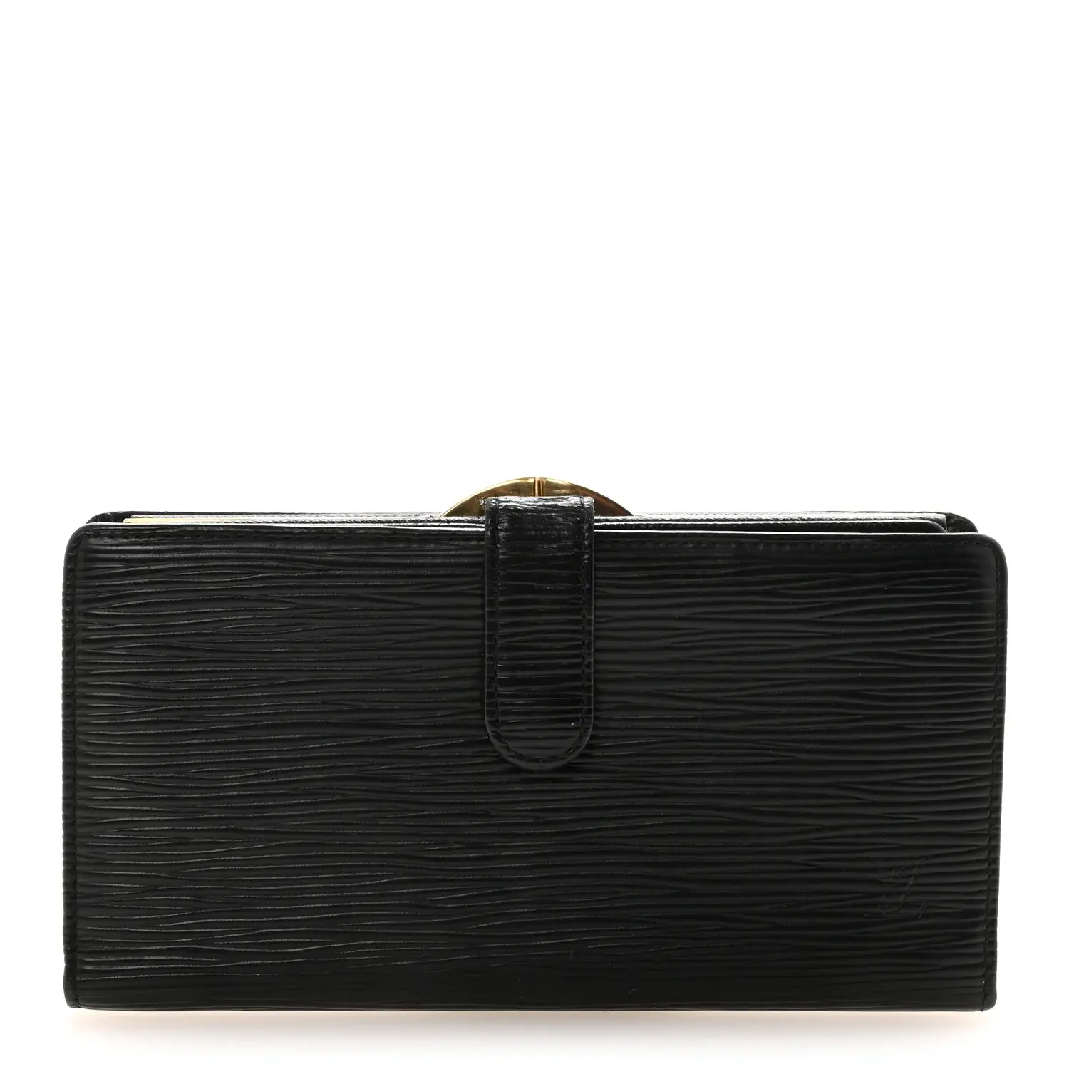 Pre-owned Louis Vuitton Leather Small Leather Goods Epi Viennois Continental French Purse Wallet Black
