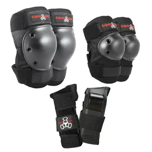 Triple 8 Eight Saver Series Pads 3-Pack - Black Skateboarding Pads (All sizes)