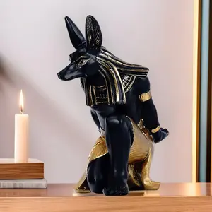 Creative Anubis Dog God Phone Game Controller Stand, Resin Craft Wine Rack Desktop Decoration, Desk Ornament for Home Office