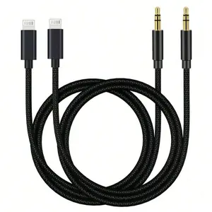 1-2pcs 3.5mm Headphone Aux Audio Cable Braided Adaptor Compatible With IPhone 14 Pro Max/14 Pro/14 Plus/14/13/12/11/XS/XR/8/7/6, IPad Series