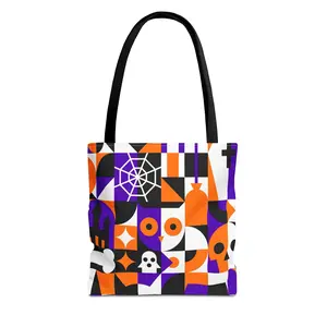 Halloween Tote Bag, Spooky Shopping Tote, Trick or Treat Bag, Eco-Friendly Halloween Gifts, Colorful AOP Tote