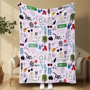 TS Eras Blanket,  Cornelia St Flannel Blanket Fan Gift Vintage Hand-Drawn Designbum The Life Of The Showgirl Blanket, Girl Room Decor Perfect Gift Christmas Present