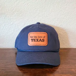 For the Love of Texas Hat - Blue Unisex Cap with Real Leather Patch & Laser Engraved Design